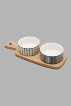 Load image into Gallery viewer, Redtag-White-Round-Serving-Bowl-With-Bamboo-Tray-(3-Piece)-Serving-Bowls-Home-Dining-
