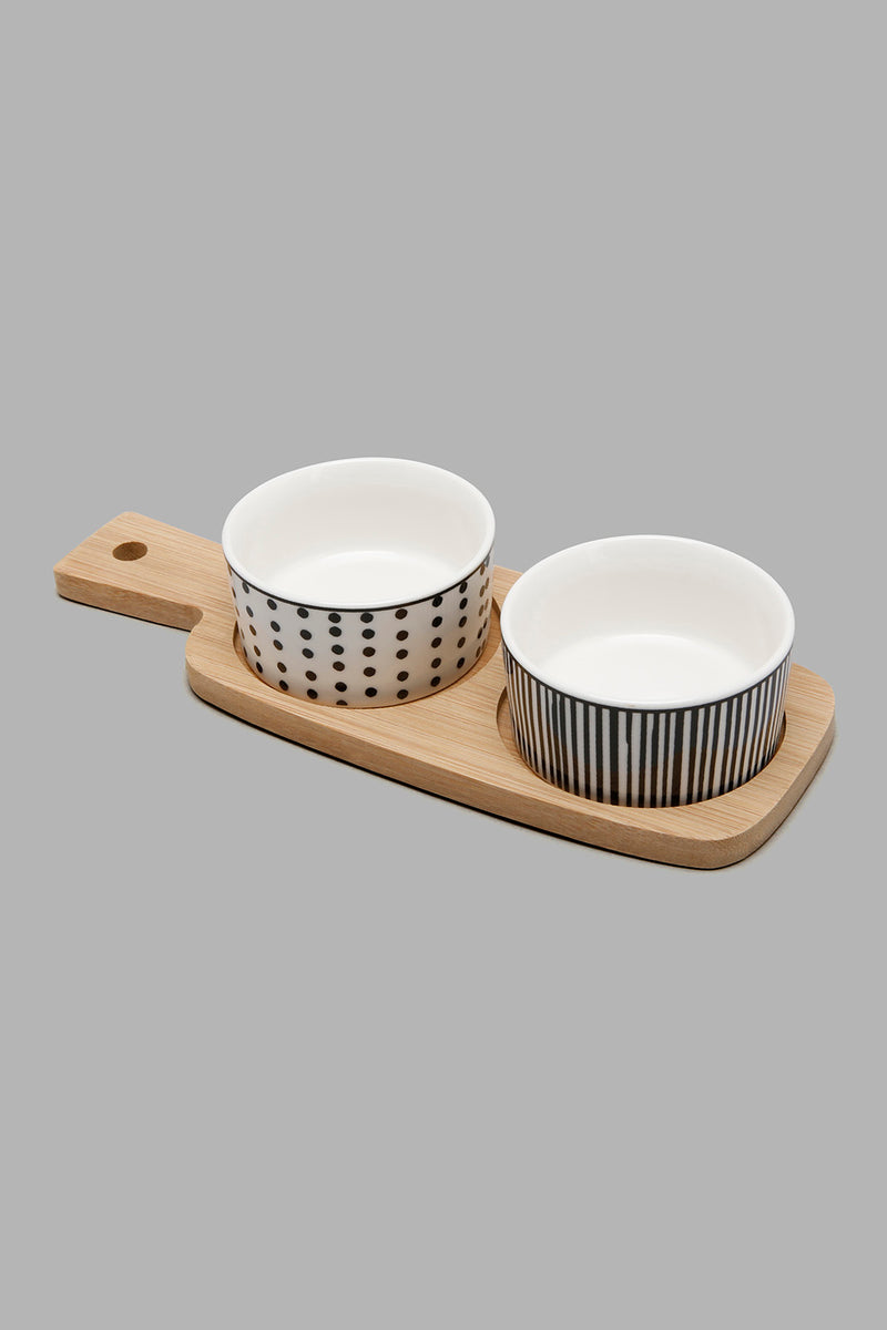 Redtag-White-Round-Serving-Bowl-With-Bamboo-Tray-(3-Piece)-Serving-Bowls-Home-Dining-