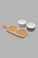 Load image into Gallery viewer, Redtag-White-Round-Serving-Bowl-With-Bamboo-Tray-(3-Piece)-Serving-Bowls-Home-Dining-
