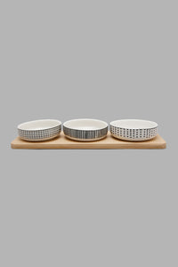Redtag-Assorted-Round-Serving-Bowl-With-Bamboo-Tray-(4-Piece)-Serving-Bowls-Home-Dining-