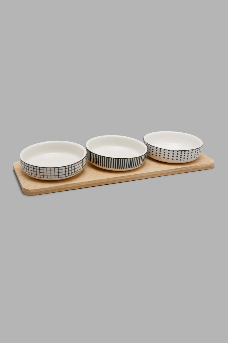 Redtag-Assorted-Round-Serving-Bowl-With-Bamboo-Tray-(4-Piece)-Serving-Bowls-Home-Dining-