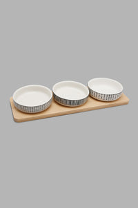 Redtag-Assorted-Round-Serving-Bowl-With-Bamboo-Tray-(4-Piece)-Serving-Bowls-Home-Dining-