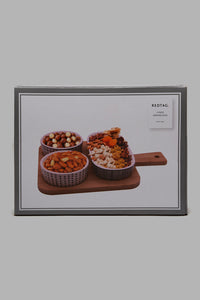 Redtag-Assorted-Round-Serving-Bowl-With-Bamboo-Tray-(4-Piece)-Serving-Bowls-Home-Dining-