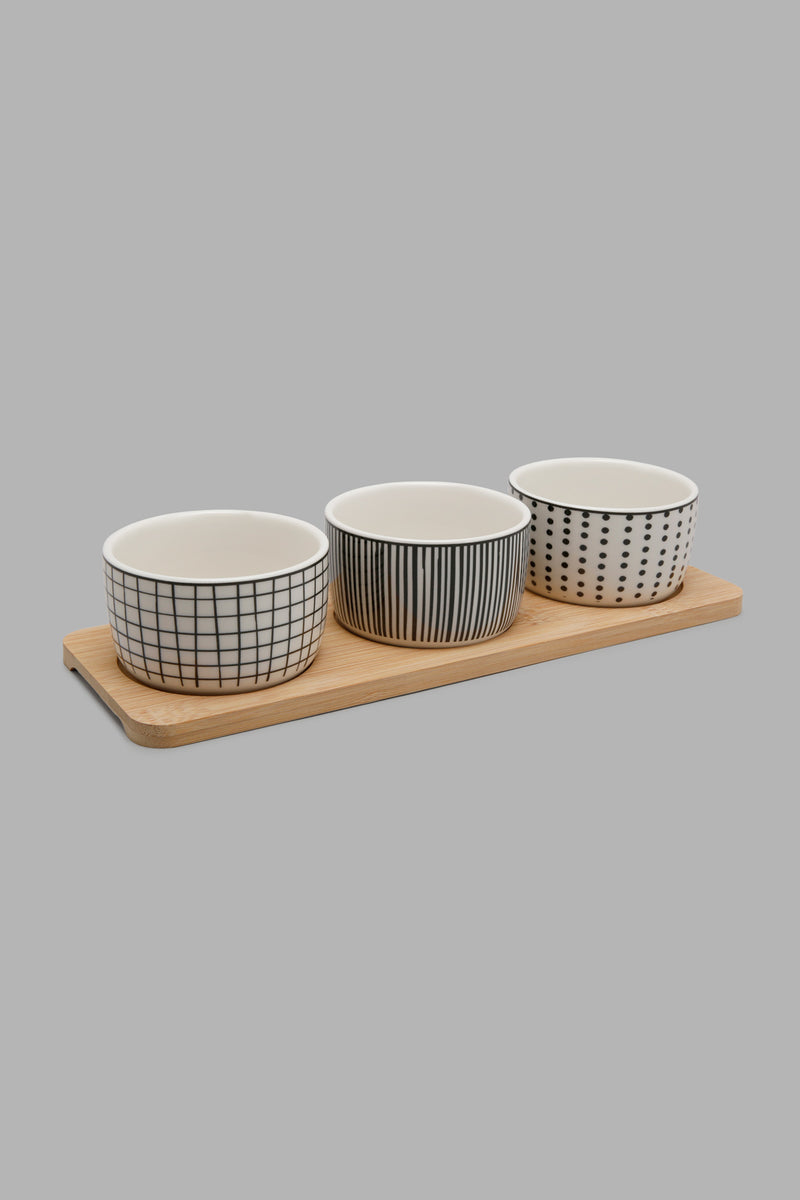 Redtag-Assorted-Round-Serving-Bowl-With-Bamboo-Tray-(4-Piece)-Serving-Bowls-Home-Dining-