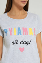 تنزيل الصورة على معرض الصور، Redtag-Grey-All-Day-Printed-Pyjama-Set-(2-Pcs)-Pyjama-Sets-Women's-
