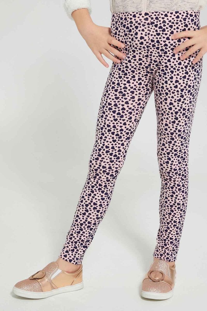 Pink Heart Print Legging