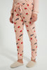 Redtag-Peach-Printed-Fleece-Pyjama-Set-Pyjama-Sets-Women's-