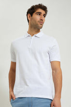 تنزيل الصورة على معرض الصور، Redtag-White-Zip-Placket-Polo-Shirt-Polo-Shirts-Men&#39;s-
