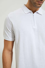تنزيل الصورة على معرض الصور، Redtag-White-Zip-Placket-Polo-Shirt-Polo-Shirts-Men&#39;s-
