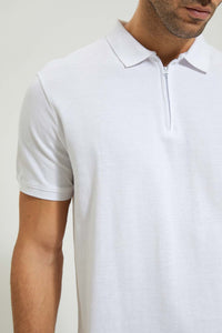Redtag-White-Zip-Placket-Polo-Shirt-Polo-Shirts-Men's-