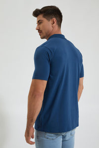 Redtag-Indigo-Blue-Polo-Shirt-Colour:Indigo,-Filter:Men's-Clothing,-Men-T-Shirts,-New-In,-New-In-Men,-Non-Sale,-Section:Men,-TBL,-W21B-Men's-
