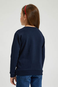 Redtag-Navy-Embroidered-Sweatshirt-Sweatshirts-Girls-2 to 8 Years