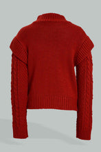Load image into Gallery viewer, Redtag-Red-Highneck-Cable-Pullover-Colour:Red,-EHW,-Filter:Senior-Girls-(9-to-14-Yrs),-GSR-Pullovers,-New-In,-New-In-GSR,-Non-Sale,-Section:Kidswear,-W21B-Senior-Girls-9 to 14 Years
