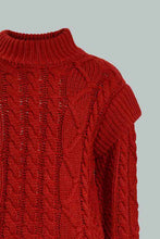 Load image into Gallery viewer, Redtag-Red-Highneck-Cable-Pullover-Colour:Red,-EHW,-Filter:Senior-Girls-(9-to-14-Yrs),-GSR-Pullovers,-New-In,-New-In-GSR,-Non-Sale,-Section:Kidswear,-W21B-Senior-Girls-9 to 14 Years
