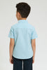 Blue Mandarin Collar Shirt With Short Sleeve