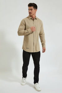 Redtag-Khaki-Back-Printed-Shirt-Colour:Brown,-Filter:Men's-Clothing,-Men-Shirts,-New-In,-New-In-Men,-Non-Sale,-Section:Men,-W21A-Men's-