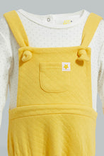 Load image into Gallery viewer, Yellow/White Velour Top Unisex Dungaree Romper
