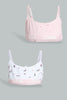 Redtag-Light-Pink-X-Floral-Print-Bra-(2Pack)-Non-Padded-Senior-Girls-9 to 14 Years