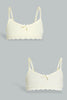 Redtag-Light-Yellow/White-Stripes-X-Light-Yellow-Bra-(2Pack)-Non-Padded-Senior-Girls-9 to 14 Years