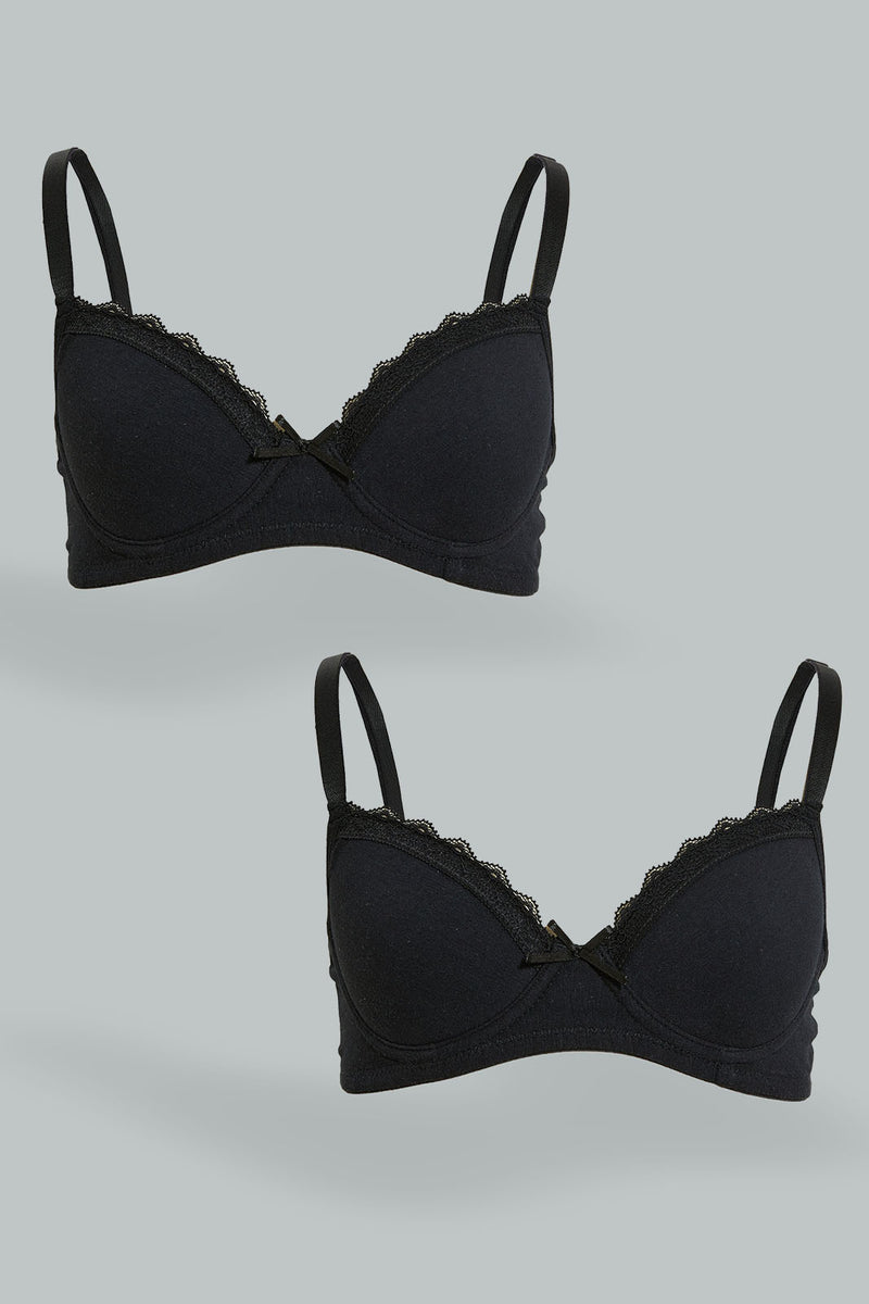 Black Padded Bra Set (Pack Of 2)