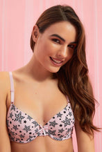 Load image into Gallery viewer, Grey/Pink Printed Padded T-Shirt Bra (2 Piece)
