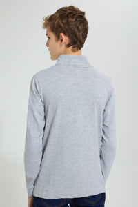 Redtag-Grey-Mel-High-Neck-T-Shirt-BSR-T-Shirts,-Colour:Grey,-Filter:Senior-Boys-(9-to-14-Yrs),-New-In,-New-In-BSR,-Non-Sale,-Section:Kidswear,-TBL,-W21B-Senior-Boys-9 to 14 Years