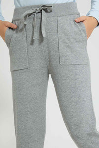 Redtag-Grey-Melange-Sweater-Jogger-Cargo-Pants-Senior-Girls-9 to 14 Years