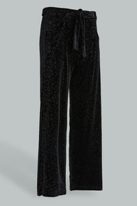 Redtag-Black-Wideleg-Velvet-Culottes-Trousers-Senior-Girls-9 to 14 Years