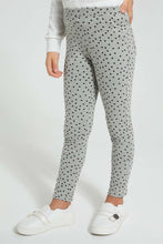 Load image into Gallery viewer, Redtag-Grey-Polka-Dot-Print-Jegging-Jeggings-Girls-2 to 8 Years
