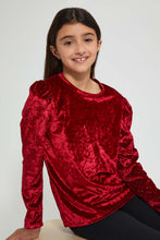 Load image into Gallery viewer, Redtag-Red-Velvet-Top-With-Lurex-Sleeve-Blouses-Senior-Girls-9 to 14 Years
