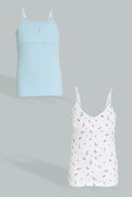 Load image into Gallery viewer, Redtag-Lt-Blue-X-Floral-Vest-(2Pack)-Vests-Senior-Girls-9 to 14 Years
