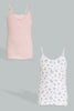 Redtag-Lt-Pink-X-Floral-Vest-(2Pack)-Vests-Senior-Girls-9 to 14 Years