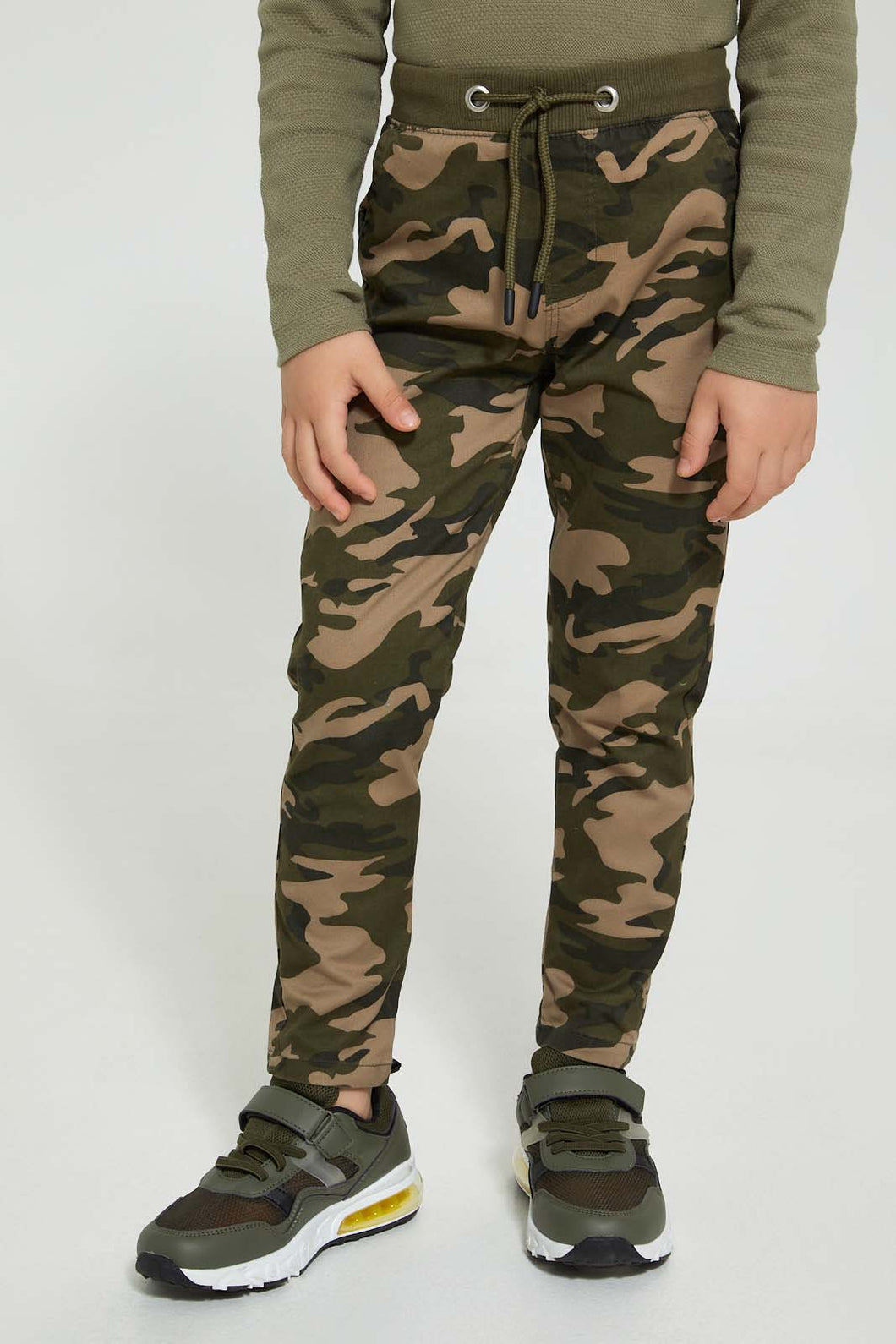 Redtag-Greem-Camo-Rib-Waistband-Trouser-Chinos-Boys-2 to 8 Years