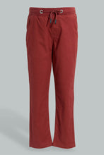 Load image into Gallery viewer, Redtag-Burgundy-Rib-Wasiastband-Trouser-Chinos-Boys-2 to 8 Years
