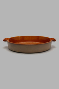 Redtag-Brown-Oval-Embossed-Baking-Dish-Serving-Dish-Home-Dining-