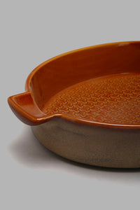 Redtag-Brown-Oval-Embossed-Baking-Dish-Serving-Dish-Home-Dining-