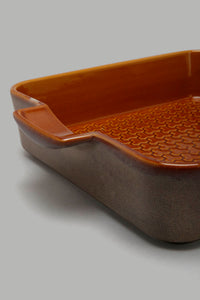 Redtag-Brown-Square-Embossed-Baking-Dish-Colour:Brown,-DIN-HOME-SPUN-2,-Filter:Home-Dining,-HMW-DIN-Serving-Dish,-New-In,-New-In-HMW-DIN,-Non-Sale,-Section:Homewares,-W21B-Home-Dining-