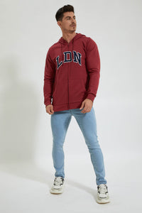 Redtag-Red-Zip-Thru-Hoody-With-Chest-Appilque-Colour:Red,-Filter:Men's-Clothing,-Men-Sweatshirts,-New-In,-New-In-Men,-Non-Sale,-Section:Men,-TBL,-W21B-Men's-