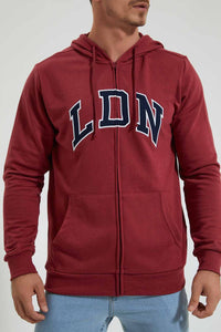 Redtag-Red-Zip-Thru-Hoody-With-Chest-Appilque-Colour:Red,-Filter:Men's-Clothing,-Men-Sweatshirts,-New-In,-New-In-Men,-Non-Sale,-Section:Men,-TBL,-W21B-Men's-