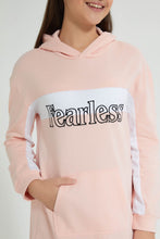 تنزيل الصورة على معرض الصور، Redtag-Pink/White-Colorblocking-Hooded-Dress-Dresses-Senior-Girls-9 to 14 Years

