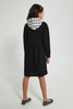Redtag-Black/Tweeds-Hooded-Dress-Dresses-Senior-Girls-9 to 14 Years