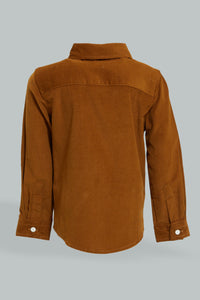 Redtag-Camel-Brown-Cord-Shirt-Casual-Shirts-Infant-Boys-3 to 24 Months