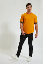 Load image into Gallery viewer, Redtag-Mustard-Zip-Placket-Henley-Colour:Mustard,-Filter:Men&#39;s-Clothing,-Men-T-Shirts,-New-In,-New-In-Men,-Non-Sale,-Section:Men,-W21A-Men&#39;s-
