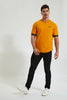 Redtag-Mustard-Zip-Placket-Henley-Colour:Mustard,-Filter:Men's-Clothing,-Men-T-Shirts,-New-In,-New-In-Men,-Non-Sale,-Section:Men,-W21A-Men's-