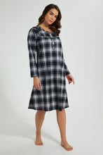 تنزيل الصورة على معرض الصور، Redtag-White/Black-Flannel-Yarn-Dyed-Nightgown-Nightgowns-Women's-
