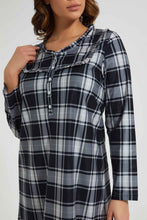 تنزيل الصورة على معرض الصور، Redtag-White/Black-Flannel-Yarn-Dyed-Nightgown-Nightgowns-Women's-
