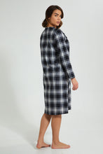 تنزيل الصورة على معرض الصور، Redtag-White/Black-Flannel-Yarn-Dyed-Nightgown-Nightgowns-Women's-
