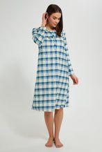 تنزيل الصورة على معرض الصور، Redtag-White/Blue-Flannel-Yarn-Dyed-Nightgown-Nightgowns-Women's-0

