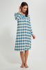 Redtag-White/Blue-Flannel-Yarn-Dyed-Nightgown-Nightgowns-Women's-0