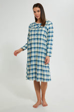 تنزيل الصورة على معرض الصور، Redtag-White/Blue-Flannel-Yarn-Dyed-Nightgown-Nightgowns-Women's-0
